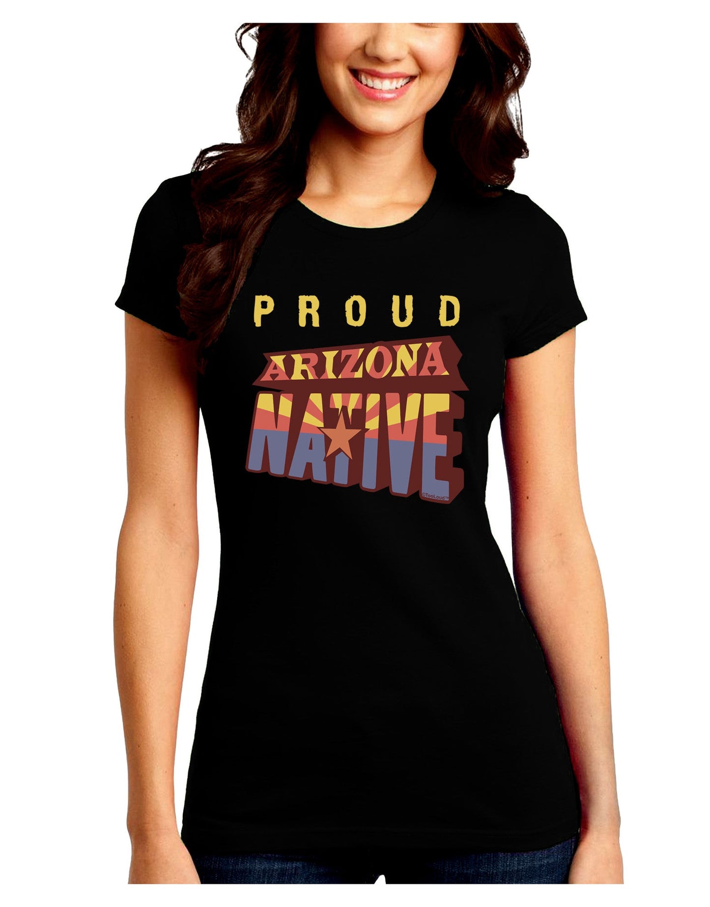 Proud Arizona Native Juniors Petite Crew Dark T-Shirt-T-Shirts Juniors Tops-TooLoud-Black-Juniors Fitted Small-Davson Sales