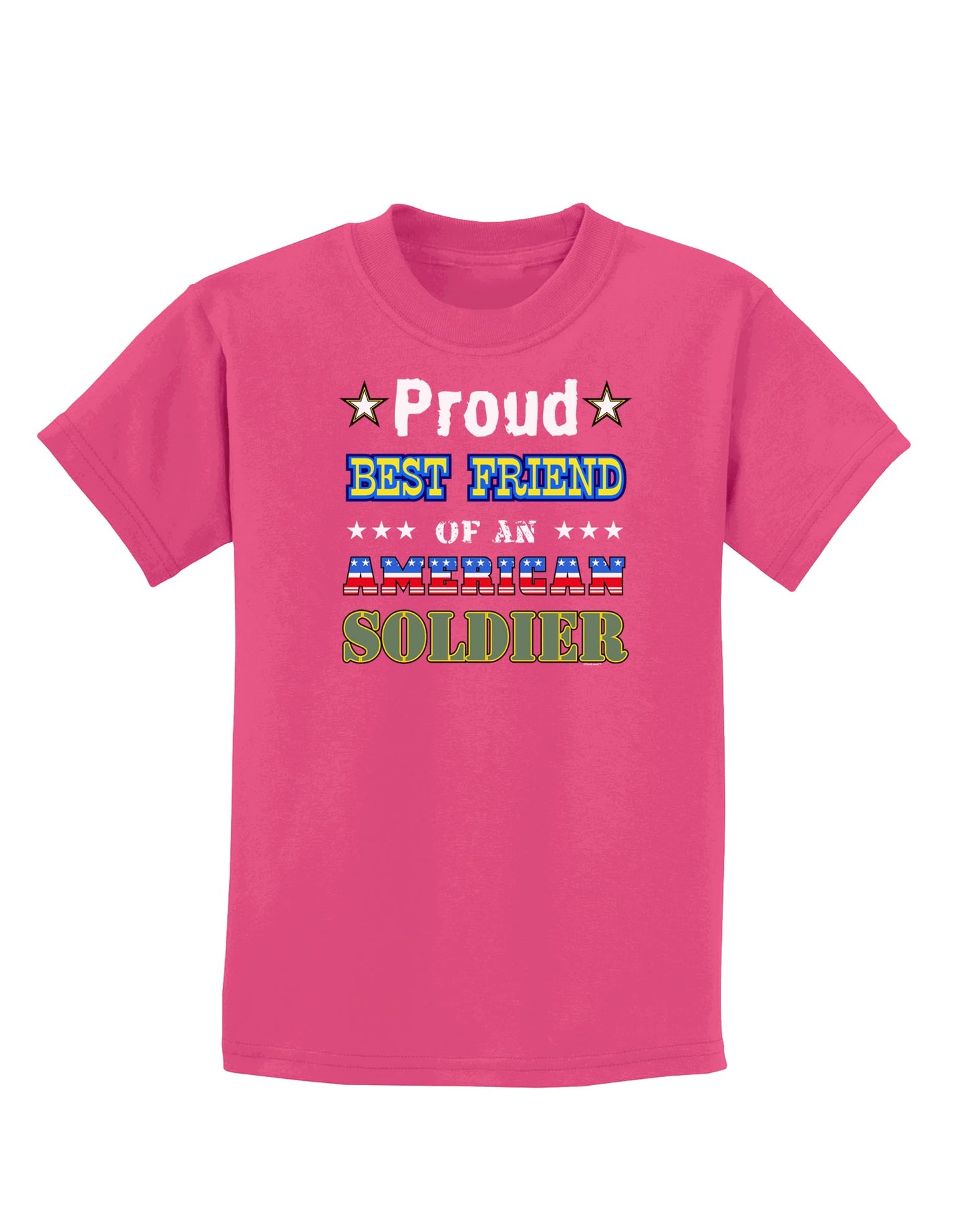 Proud Best Friend of an American Soldier Childrens Dark T-Shirt-Childrens T-Shirt-TooLoud-Sangria-X-Small-Davson Sales