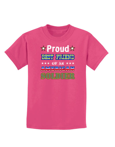 Proud Best Friend of an American Soldier Childrens Dark T-Shirt-Childrens T-Shirt-TooLoud-Sangria-X-Small-Davson Sales