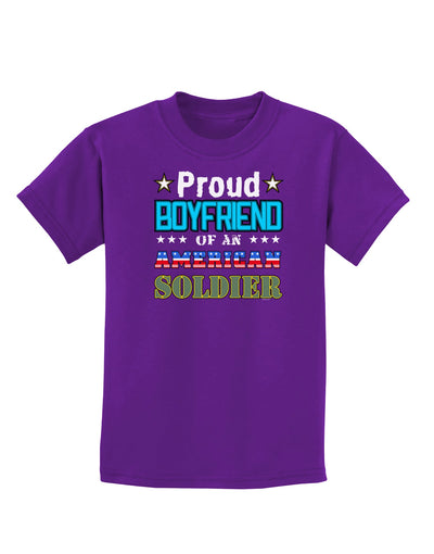 Proud Boyfriend of an American Soldier Childrens Dark T-Shirt-Childrens T-Shirt-TooLoud-Purple-X-Small-Davson Sales