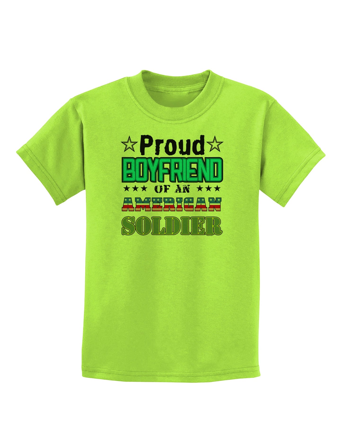 Proud Boyfriend of an American Soldier Childrens T-Shirt-Childrens T-Shirt-TooLoud-Lime-Green-X-Small-Davson Sales