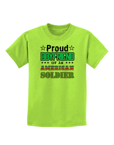 Proud Boyfriend of an American Soldier Childrens T-Shirt-Childrens T-Shirt-TooLoud-Lime-Green-X-Small-Davson Sales