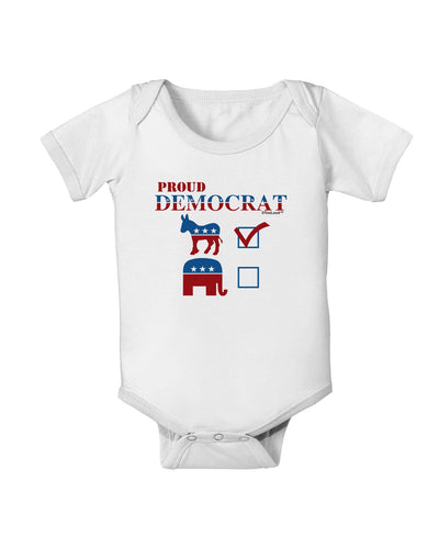 Proud Democrat Checkmark Baby Romper Bodysuit-Baby Romper-TooLoud-White-06-Months-Davson Sales