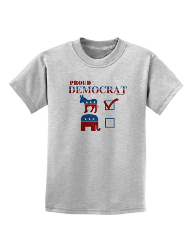 Proud Democrat Checkmark Childrens T-Shirt-Childrens T-Shirt-TooLoud-AshGray-X-Small-Davson Sales