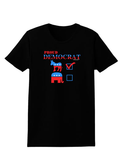 Proud Democrat Checkmark Womens Dark T-Shirt-TooLoud-Black-X-Small-Davson Sales