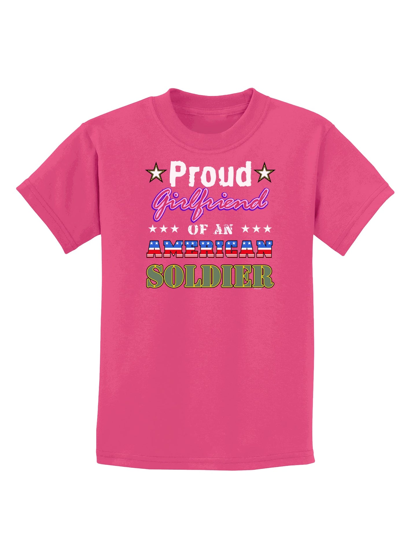 Proud Girlfriend of an American Soldier Childrens Dark T-Shirt-Childrens T-Shirt-TooLoud-Sangria-X-Small-Davson Sales