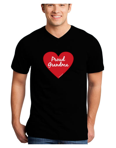 Proud Grandma Heart Adult Dark V-Neck T-Shirt-TooLoud-Black-Small-Davson Sales