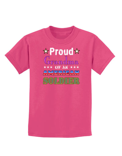 Proud Grandma of an American Soldier Childrens Dark T-Shirt-Childrens T-Shirt-TooLoud-Sangria-X-Small-Davson Sales