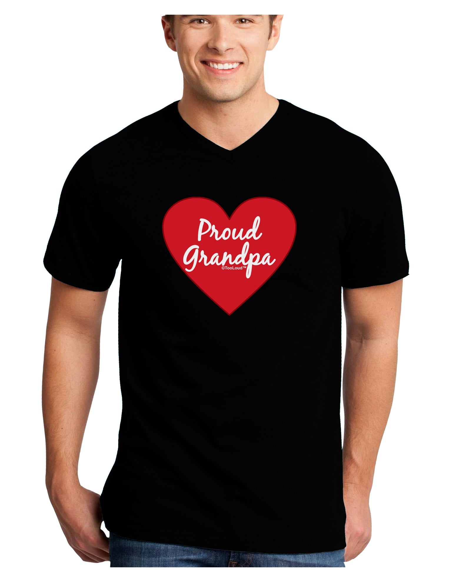Proud Grandpa Heart Adult Dark V-Neck T-Shirt by TooLoud-Mens V-Neck T-Shirt-TooLoud-Black-Small-Davson Sales