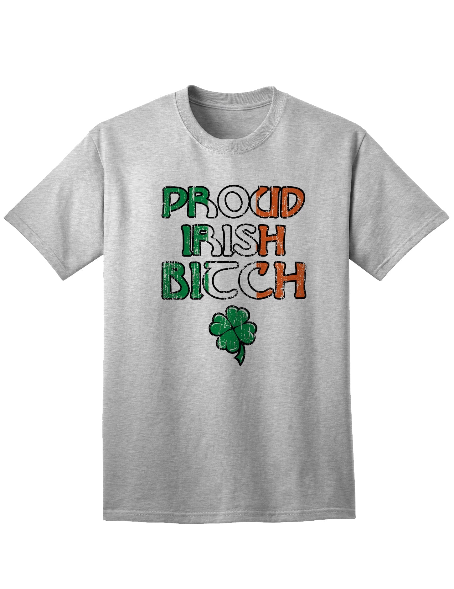 Proud Irish Bitch Adult Unisex St Patrick's Day T-Shirt-TooLoud-Ash Gray-Small-Davson Sales