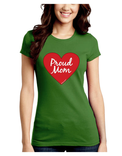 Proud Mom Heart Juniors Crew Dark T-Shirt-T-Shirts Juniors Tops-TooLoud-Kiwi-Green-Juniors Fitted Small-Davson Sales