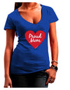 Proud Mom Heart Juniors V-Neck Dark T-Shirt-Womens V-Neck T-Shirts-TooLoud-Royal-Blue-Juniors Fitted Small-Davson Sales