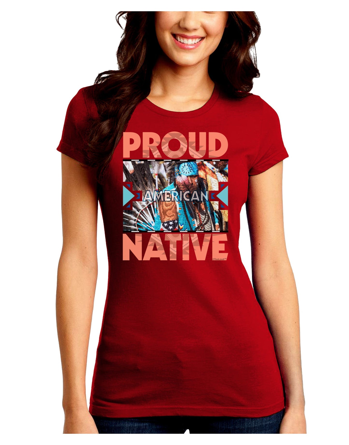 Proud Native American Juniors Petite Crew Dark T-Shirt-T-Shirts Juniors Tops-TooLoud-Red-Juniors Fitted Small-Davson Sales