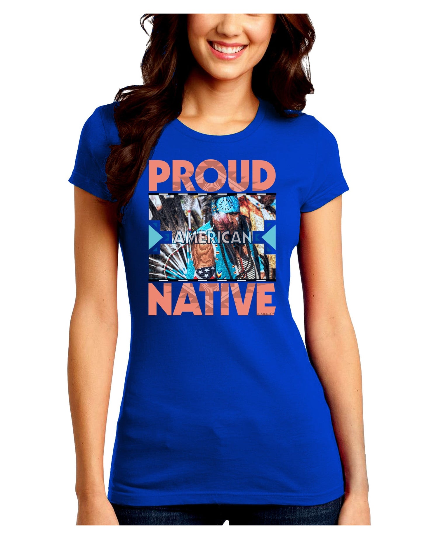 Proud Native American Juniors Petite Crew Dark T-Shirt-T-Shirts Juniors Tops-TooLoud-Royal-Blue-Juniors Fitted Small-Davson Sales
