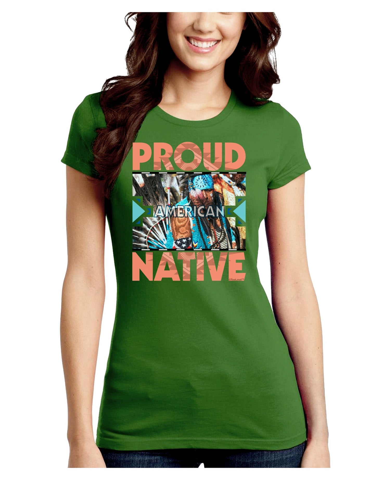Proud Native American Juniors Petite Crew Dark T-Shirt-T-Shirts Juniors Tops-TooLoud-Kiwi-Green-Juniors Fitted Small-Davson Sales