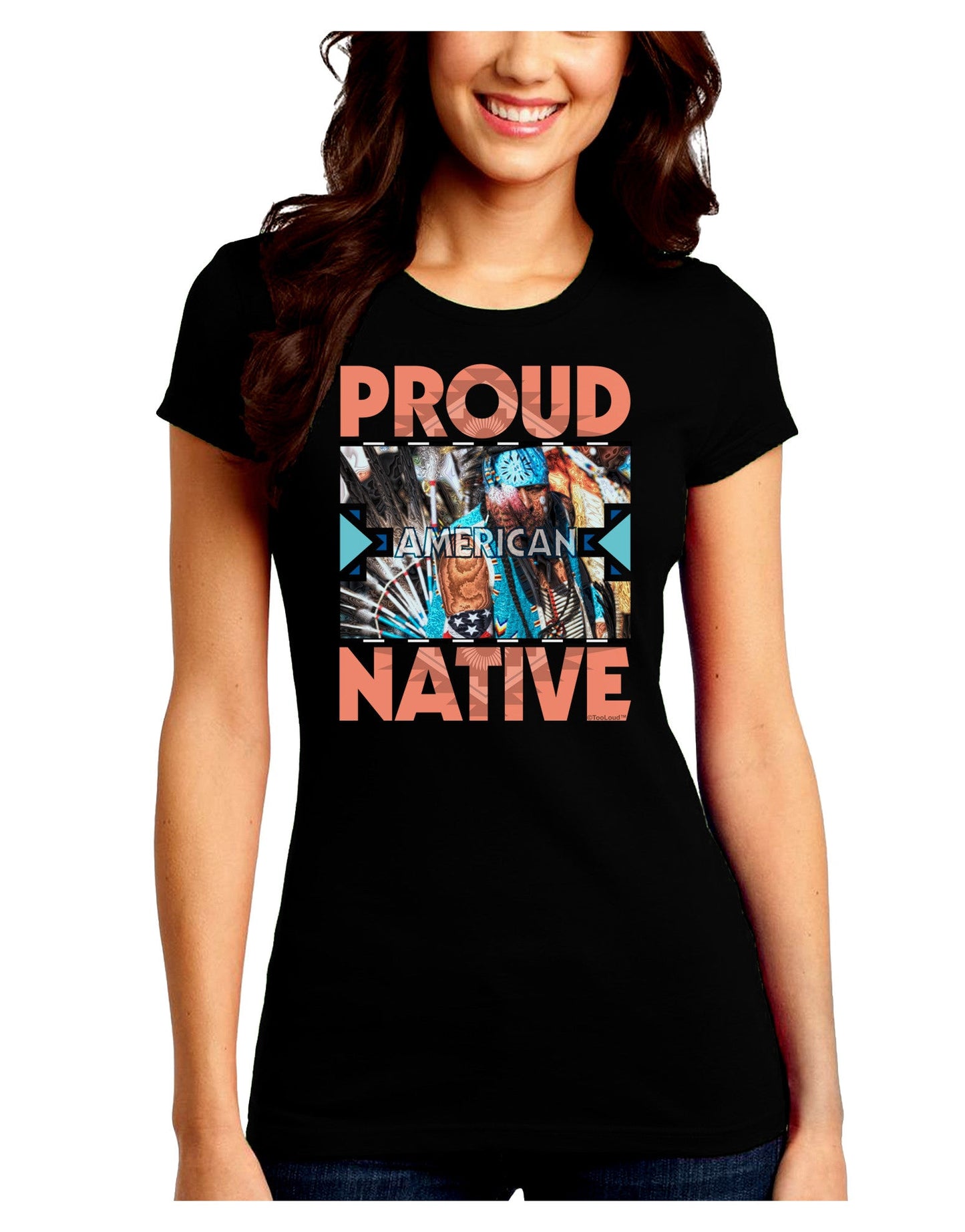Proud Native American Juniors Petite Crew Dark T-Shirt-T-Shirts Juniors Tops-TooLoud-Black-Juniors Fitted Small-Davson Sales