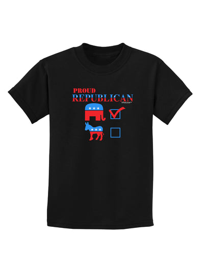 Proud Republican Checkmark Childrens Dark T-Shirt-Childrens T-Shirt-TooLoud-Black-X-Small-Davson Sales