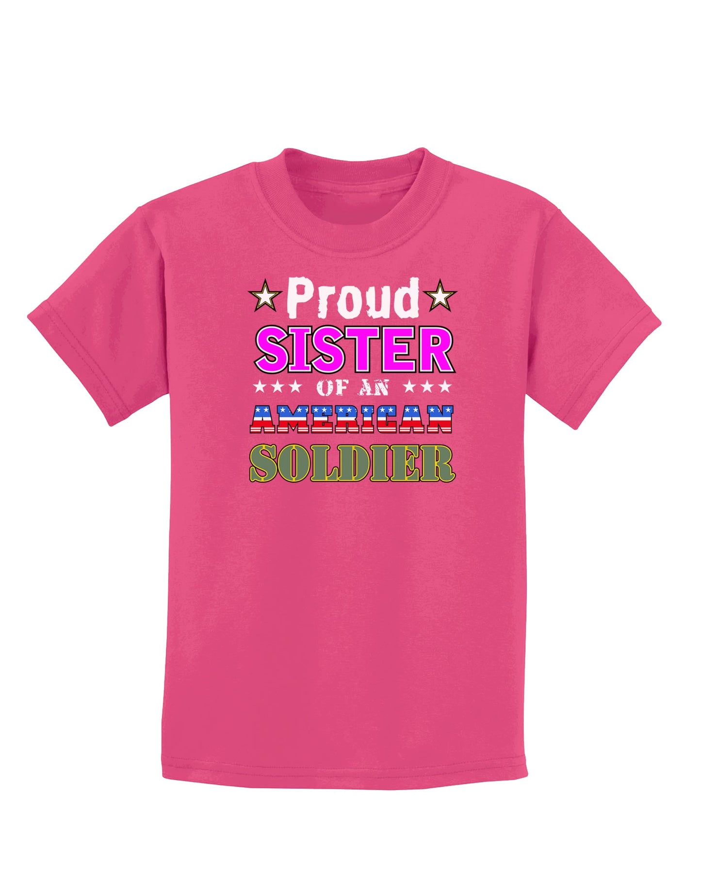 Proud Sister of an American Soldier Childrens Dark T-Shirt-Childrens T-Shirt-TooLoud-Sangria-X-Small-Davson Sales