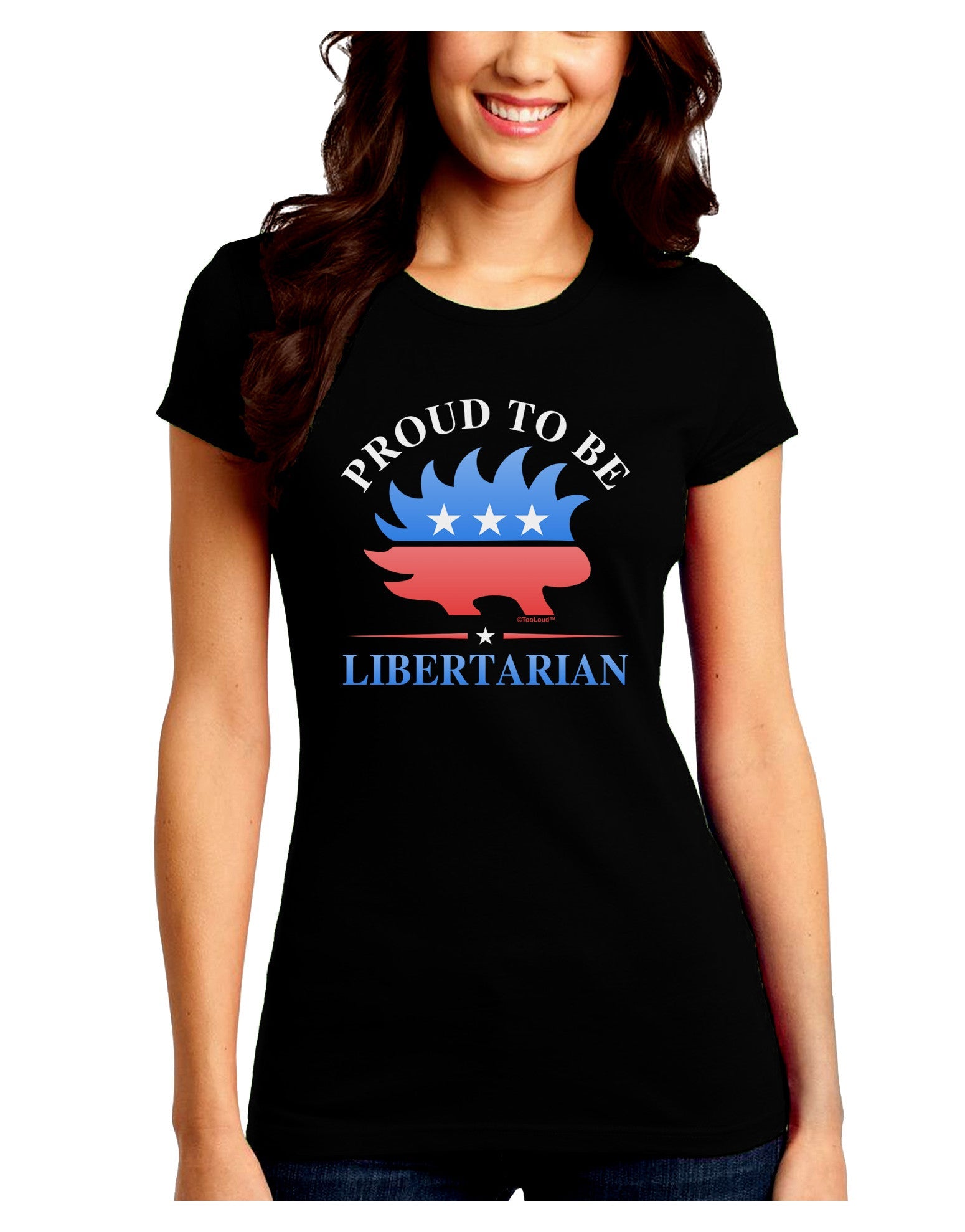 Proud To Be Libertarian Juniors Petite Crew Dark T-Shirt-T-Shirts Juniors Tops-TooLoud-Black-Juniors Fitted Small-Davson Sales