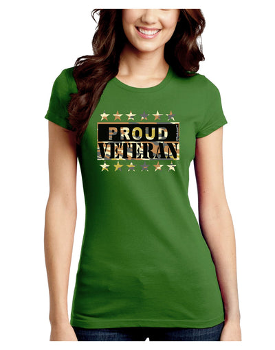 Proud Veteran Camo Juniors Crew Dark T-Shirt-T-Shirts Juniors Tops-TooLoud-Kiwi-Green-Juniors Fitted Small-Davson Sales