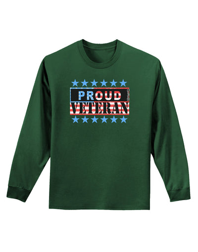 Proud Veteran Flag Adult Long Sleeve Dark T-Shirt-TooLoud-Dark-Green-Small-Davson Sales