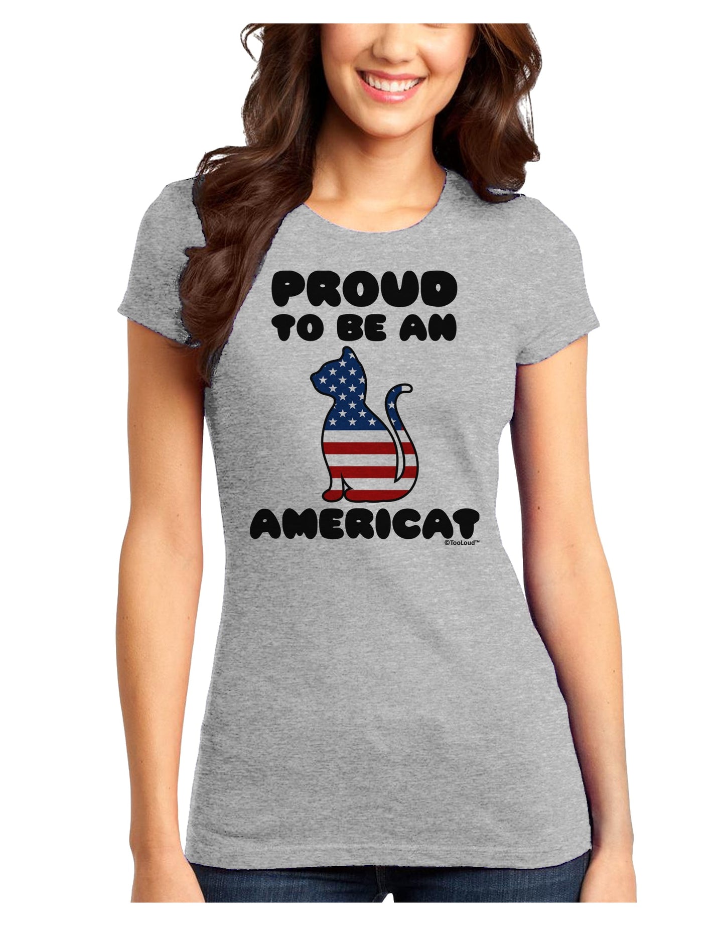 Proud to Be an Americat Juniors T-Shirt by TooLoud-Womens Juniors T-Shirt-TooLoud-Ash-Gray-Juniors Fitted X-Small-Davson Sales
