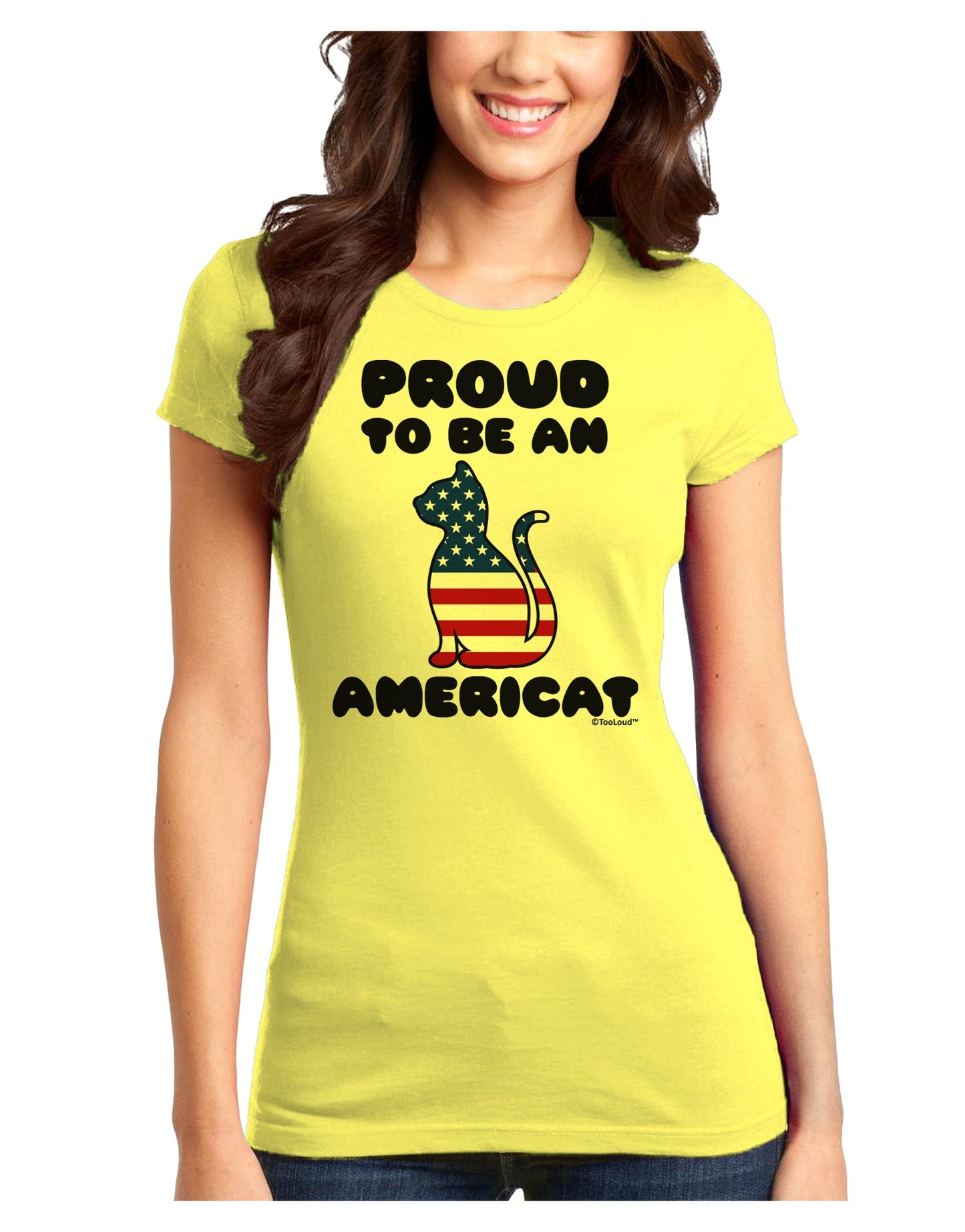 Proud to Be an Americat Juniors T-Shirt by TooLoud-Womens Juniors T-Shirt-TooLoud-Yellow-Juniors Fitted X-Small-Davson Sales