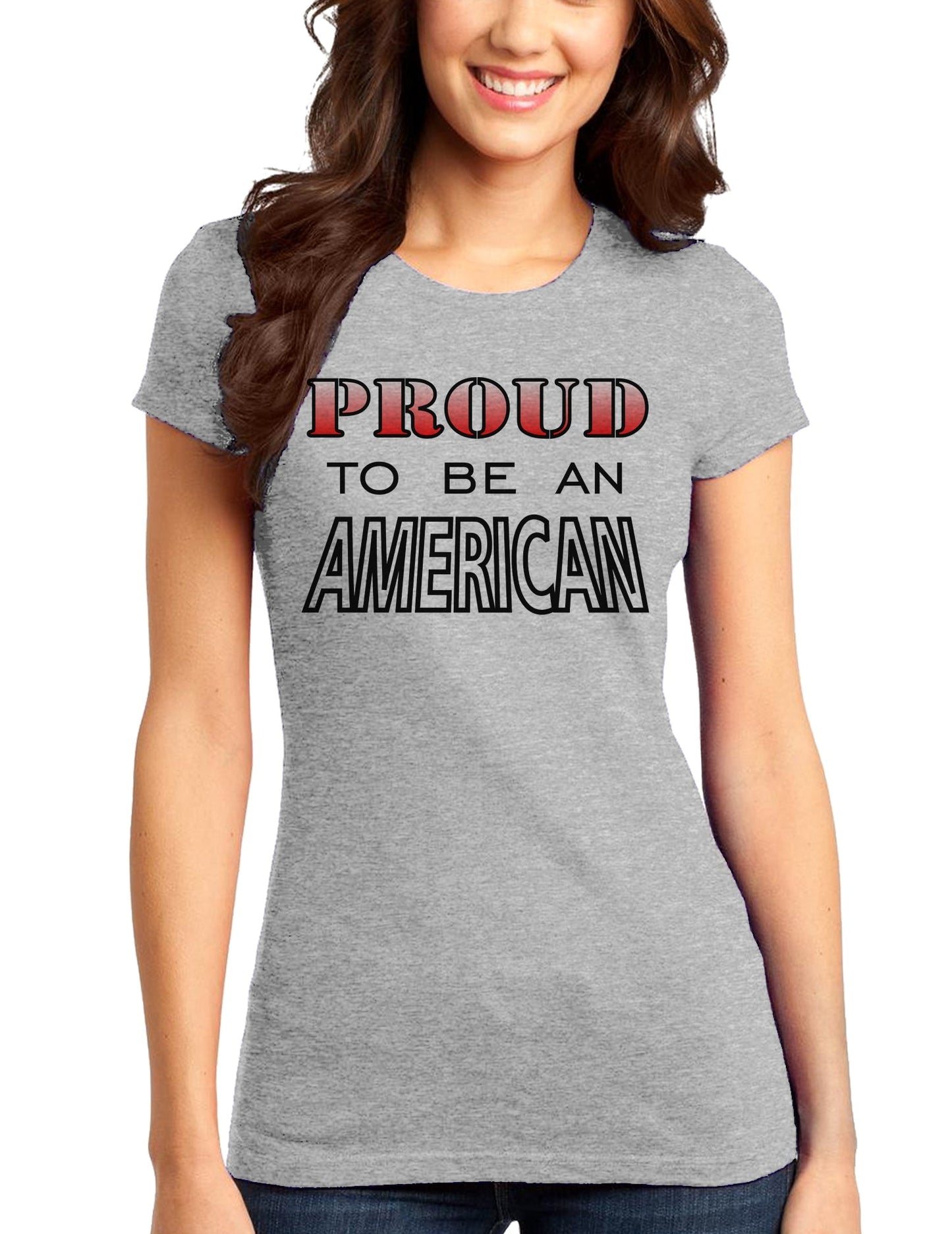 Proud to be an American Juniors T-Shirt-Womens Juniors T-Shirt-TooLoud-Heather-Gray-Small-Davson Sales