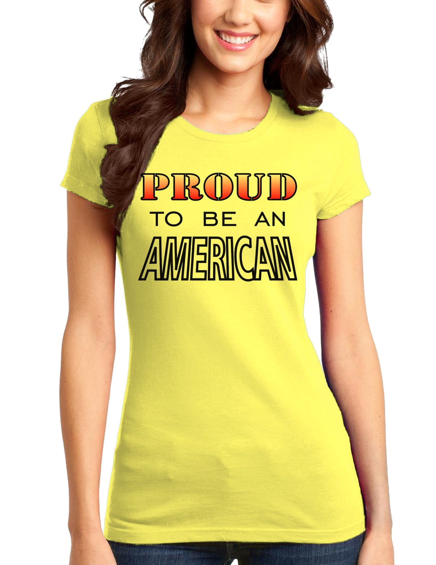 Proud to be an American Juniors T-Shirt-Womens Juniors T-Shirt-TooLoud-Yellow-Small-Davson Sales