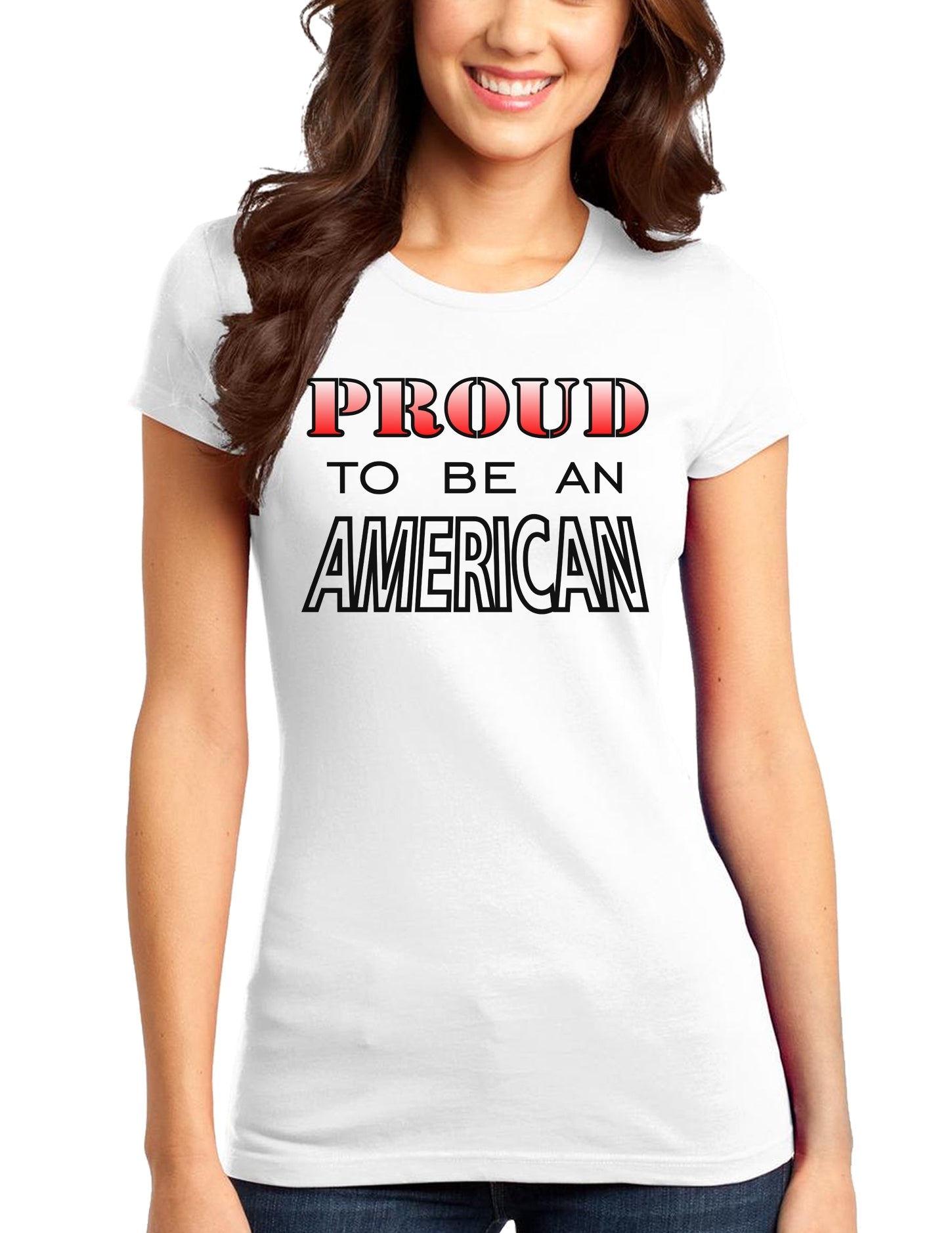 Proud to be an American Juniors T-Shirt-Womens Juniors T-Shirt-TooLoud-White-Small-Davson Sales