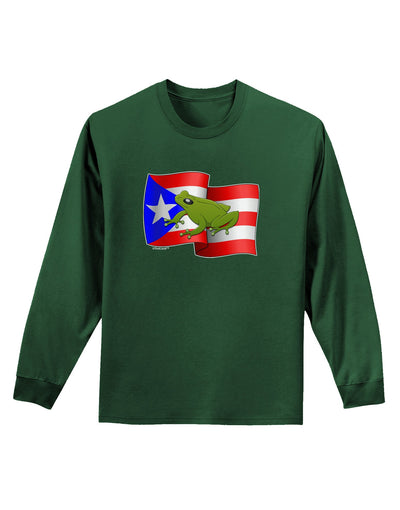 Puerto Rico Coqui Adult Long Sleeve Dark T-Shirt-TooLoud-Dark-Green-Small-Davson Sales