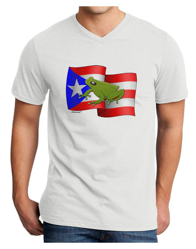 Puerto Rico Coqui Adult V-Neck T-shirt-Mens V-Neck T-Shirt-TooLoud-White-Small-Davson Sales