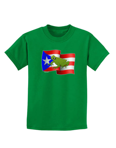 Puerto Rico Coqui Childrens Dark T-Shirt-Childrens T-Shirt-TooLoud-Kelly-Green-X-Small-Davson Sales