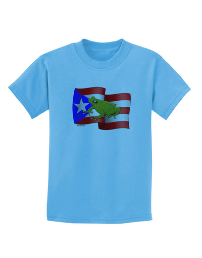 Puerto Rico Coqui Childrens T-Shirt-Childrens T-Shirt-TooLoud-Aquatic-Blue-X-Small-Davson Sales