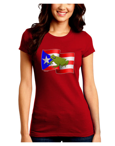 Puerto Rico Coqui Juniors Petite Crew Dark T-Shirt-T-Shirts Juniors Tops-TooLoud-Red-Juniors Fitted Small-Davson Sales