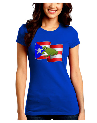 Puerto Rico Coqui Juniors Petite Crew Dark T-Shirt-T-Shirts Juniors Tops-TooLoud-Royal-Blue-Juniors Fitted Small-Davson Sales