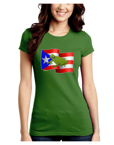 Puerto Rico Coqui Juniors Petite Crew Dark T-Shirt-T-Shirts Juniors Tops-TooLoud-Kiwi-Green-Juniors Fitted Small-Davson Sales