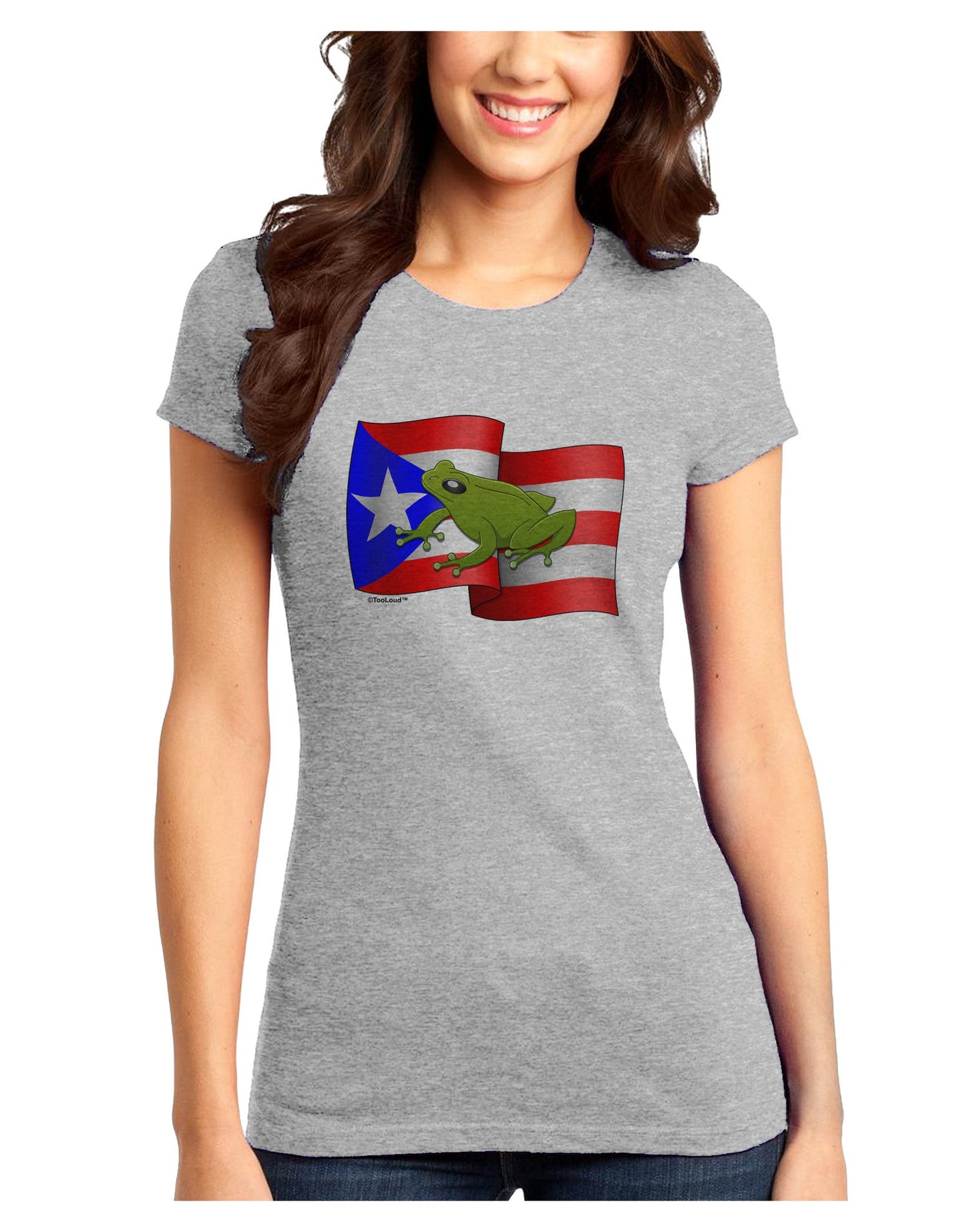 Puerto Rico Coqui Juniors Petite T-Shirt-T-Shirts Juniors Tops-TooLoud-Ash-Gray-Juniors Fitted X-Small-Davson Sales