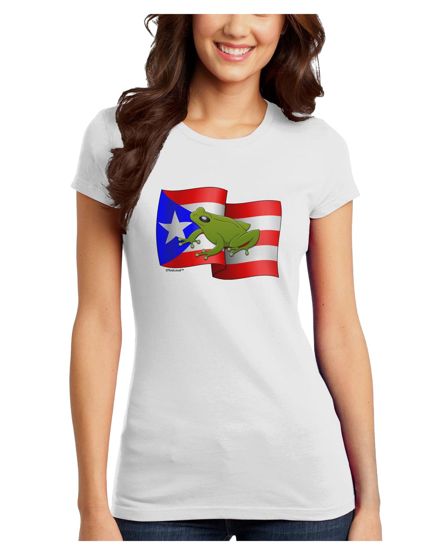 Puerto Rico Coqui Juniors Petite T-Shirt-T-Shirts Juniors Tops-TooLoud-White-Juniors Fitted X-Small-Davson Sales