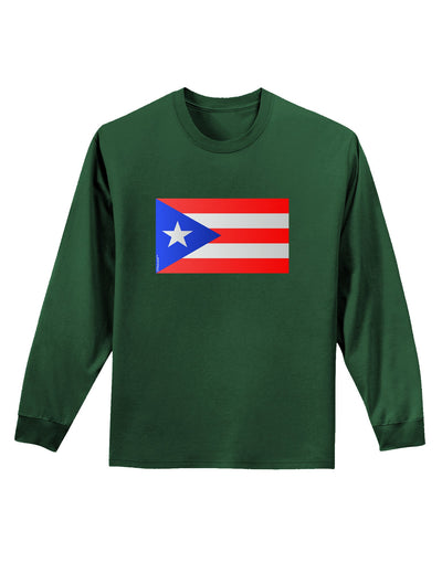 Puerto Rico Flag Adult Long Sleeve Dark T-Shirt-TooLoud-Dark-Green-Small-Davson Sales