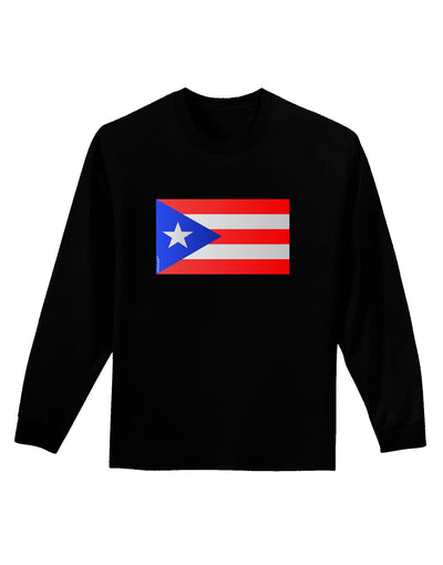 Puerto Rico Flag Adult Long Sleeve Dark T-Shirt-TooLoud-Black-Small-Davson Sales