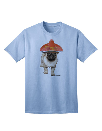 Pug Dog with Pink Sombrero: A Stylish Adult T-Shirt Offered by TooLoud-Mens T-shirts-TooLoud-Light-Blue-Small-Davson Sales