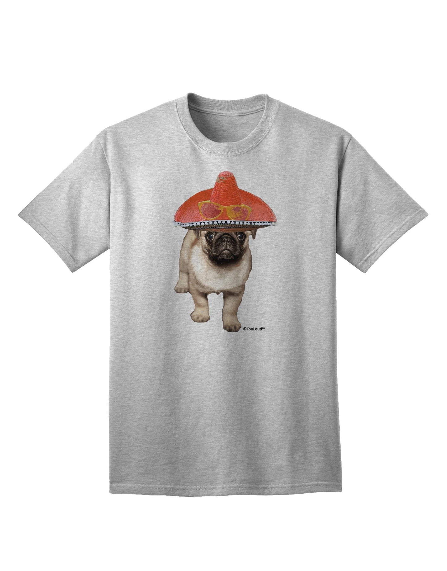 Pug Dog with Pink Sombrero: A Stylish Adult T-Shirt Offered by TooLoud-Mens T-shirts-TooLoud-AshGray-Small-Davson Sales