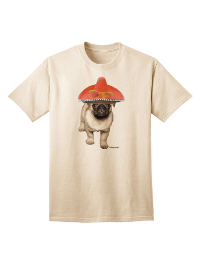 Pug Dog with Pink Sombrero: A Stylish Adult T-Shirt Offered by TooLoud-Mens T-shirts-TooLoud-Natural-Small-Davson Sales