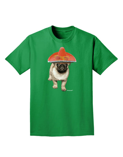 Pug Dog with Pink Sombrero Adult Dark T-Shirt by TooLoud-Mens T-Shirt-TooLoud-Kelly-Green-Small-Davson Sales