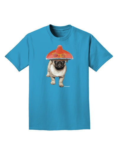 Pug Dog with Pink Sombrero Adult Dark T-Shirt by TooLoud-Mens T-Shirt-TooLoud-Turquoise-Small-Davson Sales