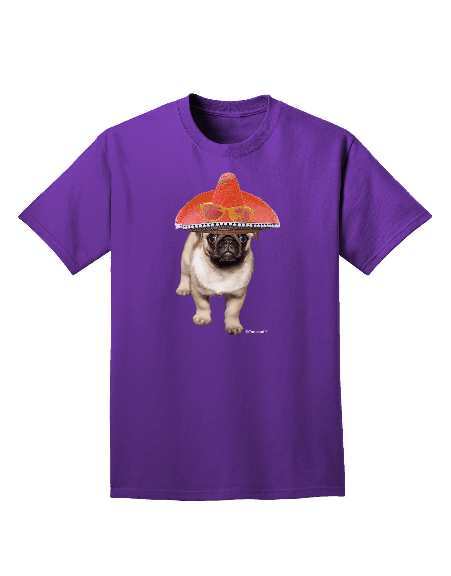 Pug Dog with Pink Sombrero Adult Dark T-Shirt by TooLoud-Mens T-Shirt-TooLoud-Purple-Small-Davson Sales