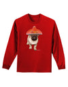 Pug Dog with Pink Sombrero Adult Long Sleeve Dark T-Shirt by TooLoud-TooLoud-Red-Small-Davson Sales