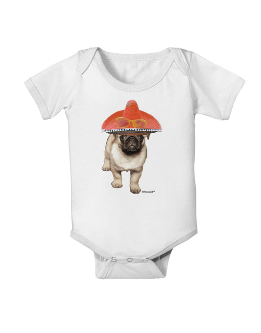 Pug Dog with Pink Sombrero Baby Romper Bodysuit by TooLoud-Baby Romper-TooLoud-White-06-Months-Davson Sales