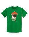 Pug Dog with Pink Sombrero Childrens Dark T-Shirt by TooLoud-Childrens T-Shirt-TooLoud-Kelly-Green-X-Small-Davson Sales